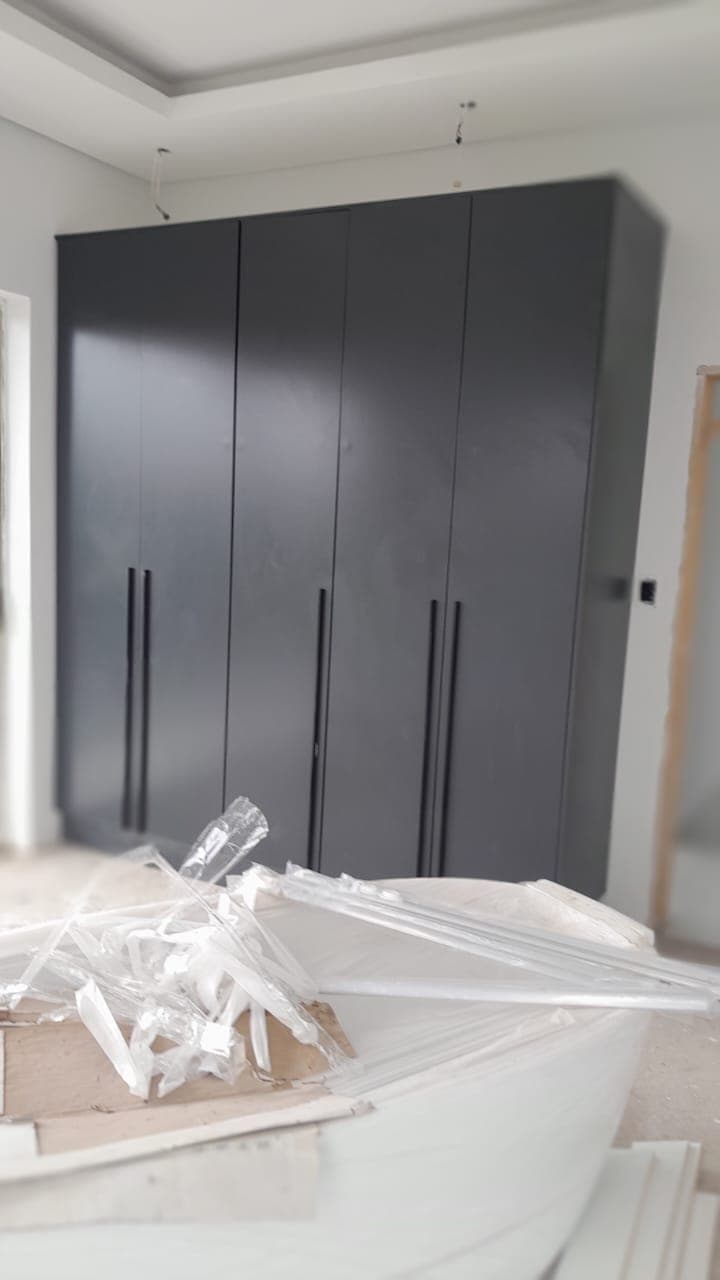 Charcoal five-door bedroom wardrobe